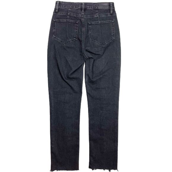 PAIGE Sarah Slim Leg High Rise Ankle Jean Zip Pockets Raw Hem Virgo Black 27 - Picture 2 of 9